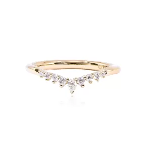 14K YELLOW GOLD CHEVRON DIAMOND BAND - 0.21CTW