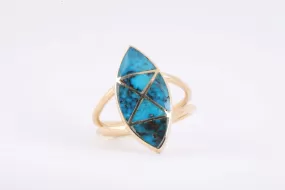 14k Yellow Gold Natural Turquoise Ring Size 8.5 (6.25g.)