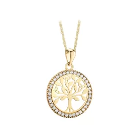 14K Yellow Gold Trinity Knot Diamond Pendant