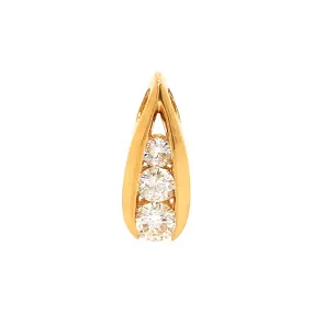 18k Gold 3 Stone Diamond Pendant