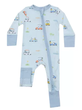 2-Way Zip Romper, Golf Carts Blue