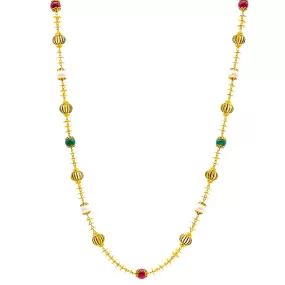 22K Yellow Gold Kashvi Chain w/ Emeralds & Rubies