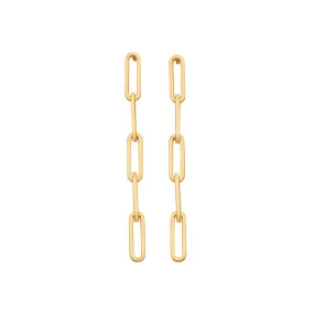 AFJ Gold Collection - Paperclip Chain Drop Earrings, Yellow Gold