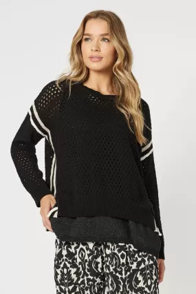 Ally Stripe Trim Jumper | Black