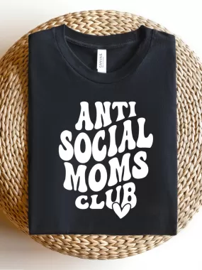 Anti Social Moms Club Women's Graphic Tee, Black