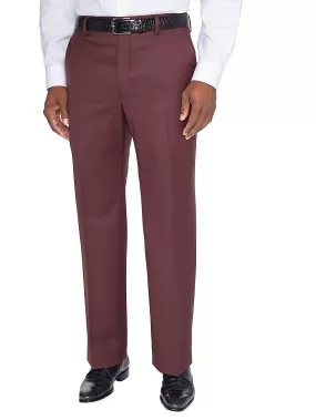 Classic Fit Wool Gabardine Flat Front Pants - Garnet