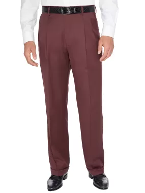 Classic Fit Wool Gabardine Pleated Pants - Garnet