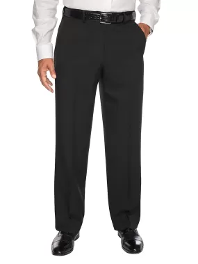 Comfort-Waist Microfiber Herringbone Flat Front Pant - Black