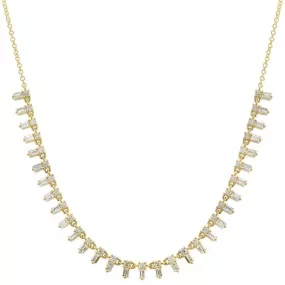 Dangling Baguette and Diamond Necklace