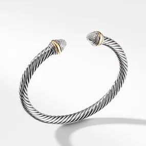 David Yurman 5MM Cable Classics Bracelet with Diamonds and Gold