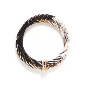 Doubled Harlequin, Chevron, and Twist Bracelet with Gold