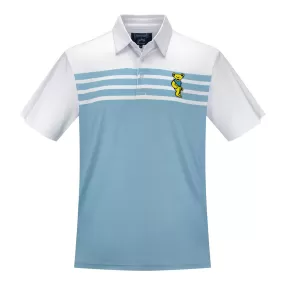 Grateful Dead | Performance Polo | Yellow Bear in Sky Blue Stripes