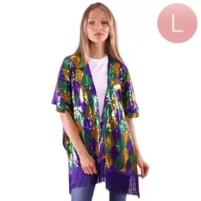 Mardi Gras Sequin Tassel Kimono Poncho