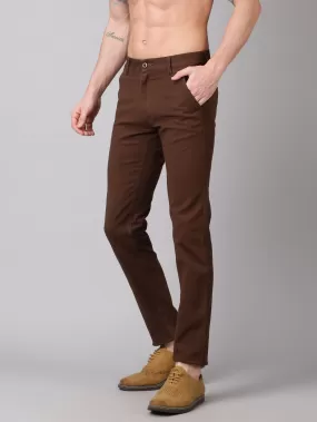 MEN MOCHA BROWN SOLID SLIM FIT TROUSER