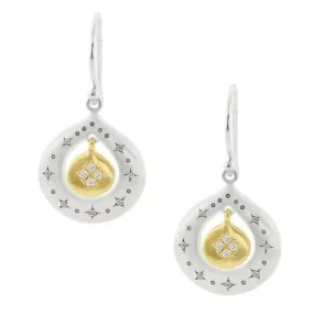 Mixed Silver & Gold Shooting Star Diamond Earrings