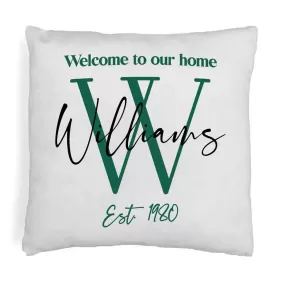 Personalized Monogram Throw Pillow Cover with Name and Date