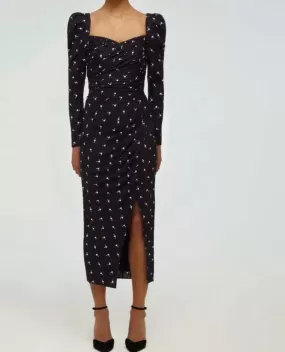 Polka dot print sweetheart dress