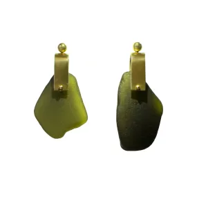 REFRACTION EARRINGS [ BOTTLE GREEN, LARGE  ]