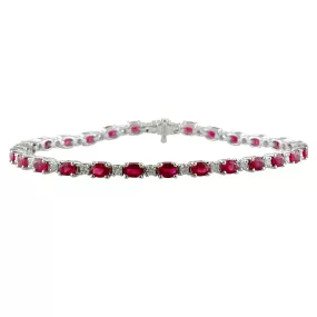 Ruby & Diamond Tennis Bracelet 18K White Gold 7 Carats