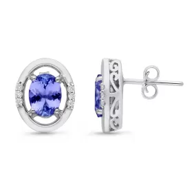 White Gold Tanzanite & Diamond Heirloom Earrings