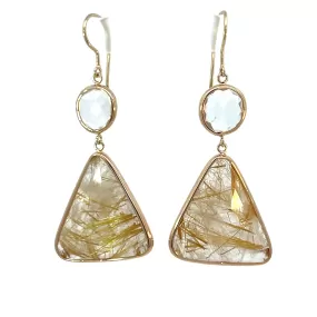 White Topaz and Gold Rutilated Quartz Elizabeth Stone Earrings